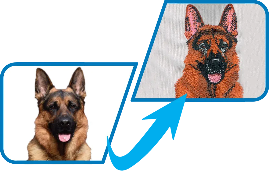 Shepherd embroidery digitized