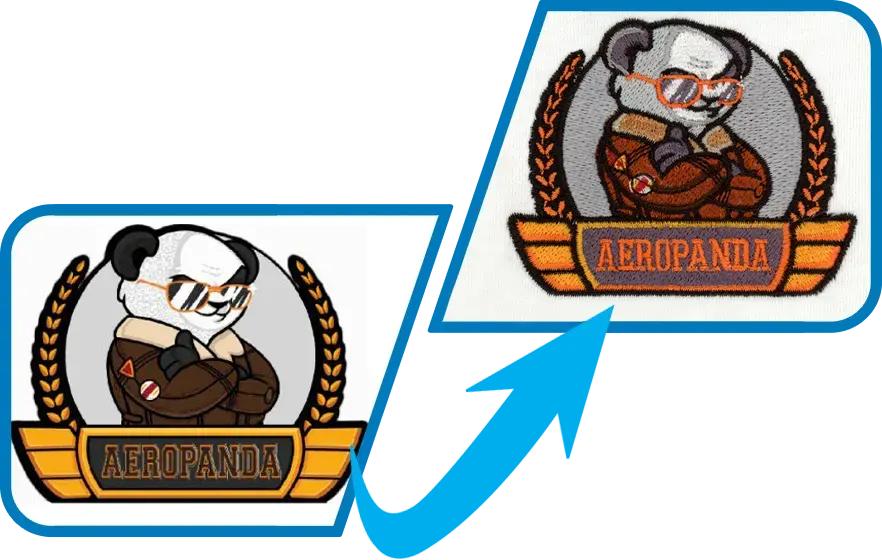 aeropanda digitized to embroidery