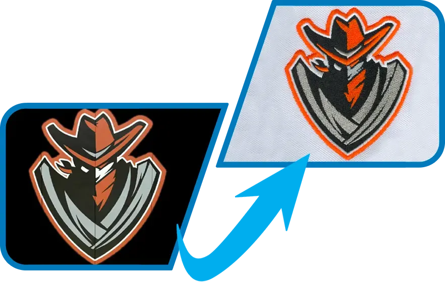 bandit digitized to embroidery