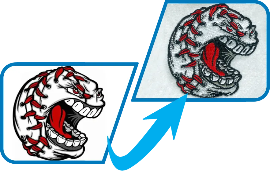 baseball embroidery digitized