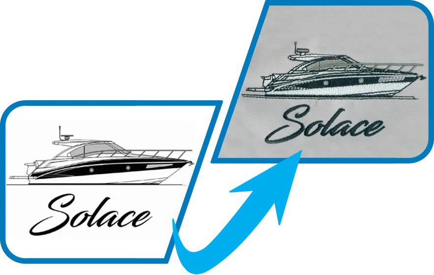 boat logo embroidery digitized