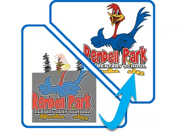 sample of a jpeg to vector conversion of elementary school road-runner mascot by Ignition Drawing