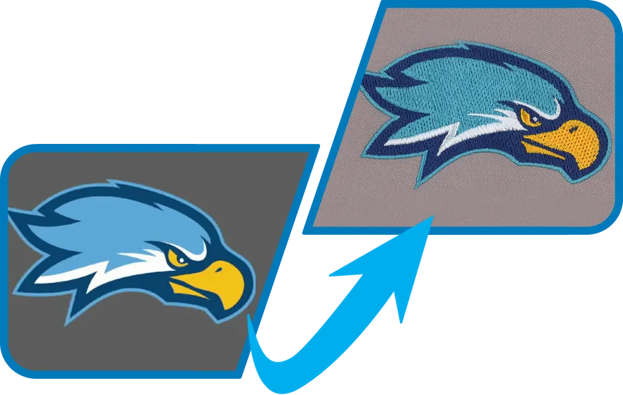 eagle graphic digitized to embroidery