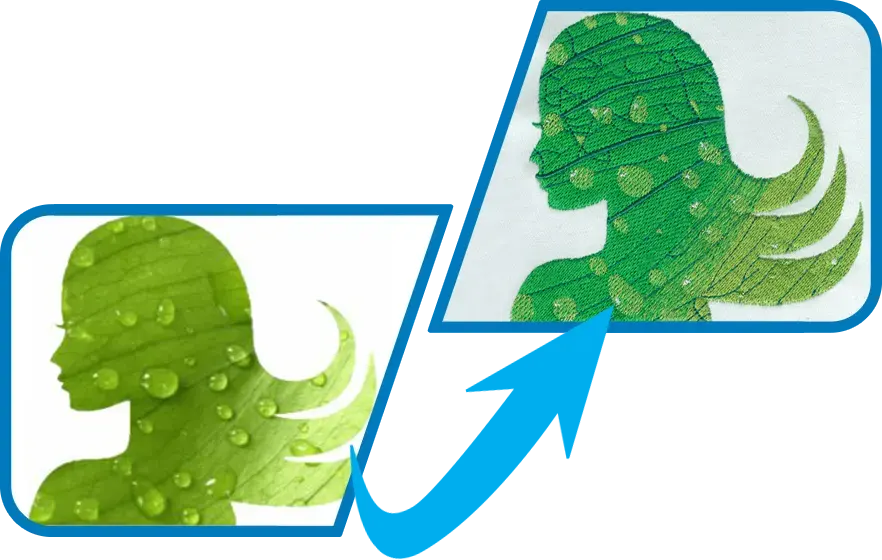 leafgirl embroidery digitized