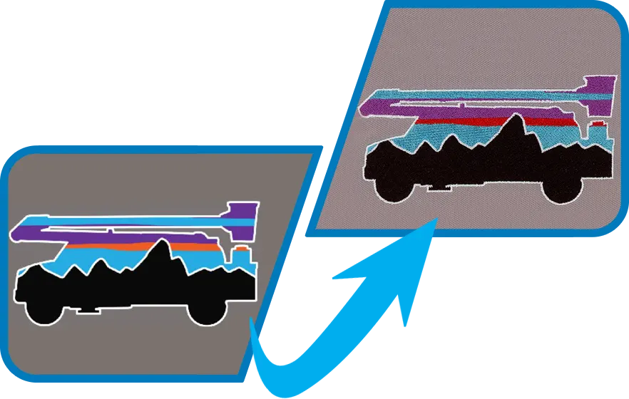 lifttruck embroidery digitized
