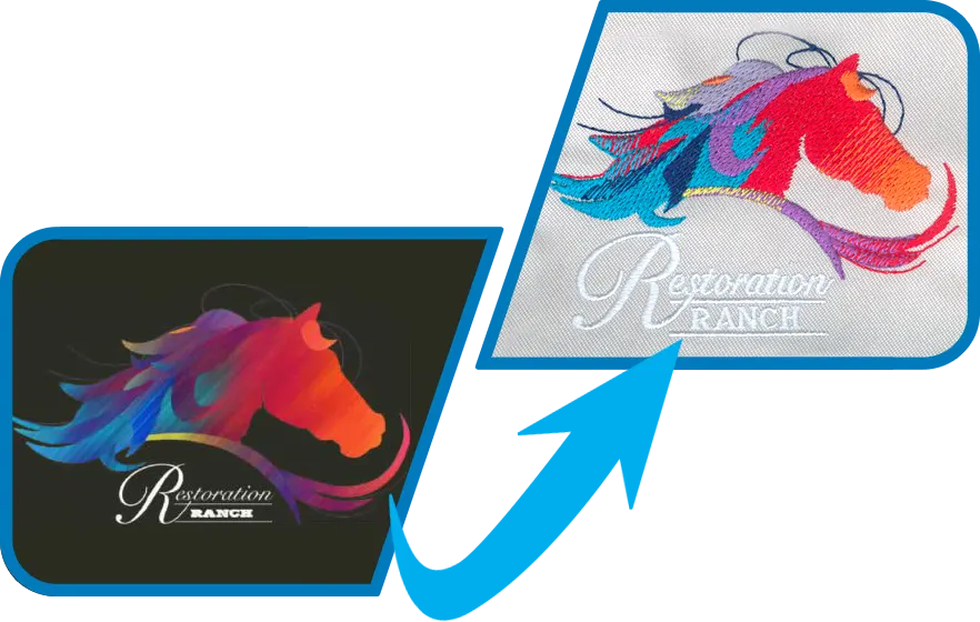 ranch logo embroidery digitized