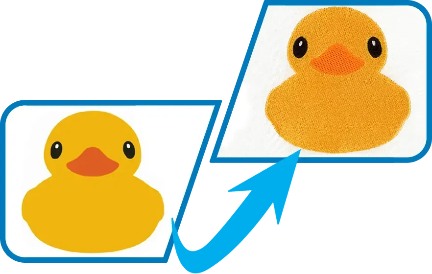 rubberducky graphic digitized to embroidery
